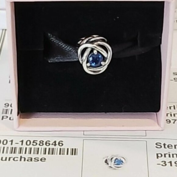 Authentic PANDORA Sterling Silver September Blue Eternity Circle Charm 790065C07 - Picture 5 of 8